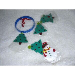 Christmas Tree Windchime 90s Holiday Mixed Metal Snowman 1992 Taiwan Current Inc